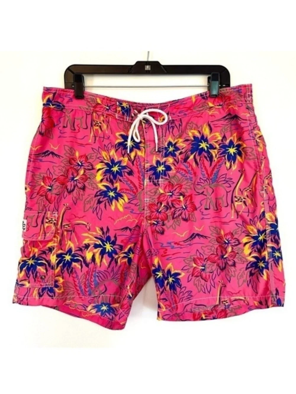 Polo Ralph Lauren Pink and Yellow Board Shorts Swimwear Mens Size Large